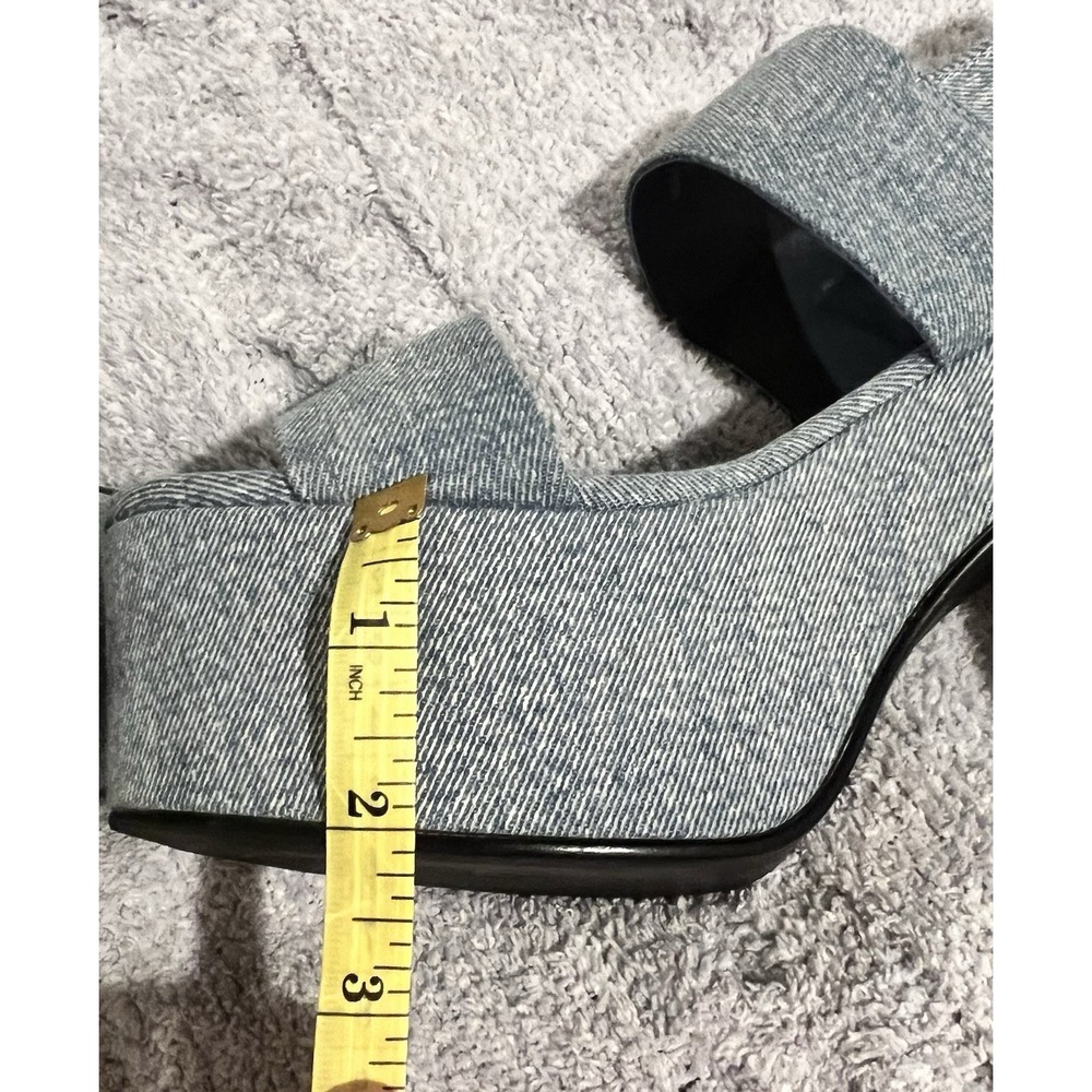 Jeffrey Campbell Moody Denim Platform  Ankle Strap Chunky Heel 8.5 Modern Shoes - Picture 3 of 8